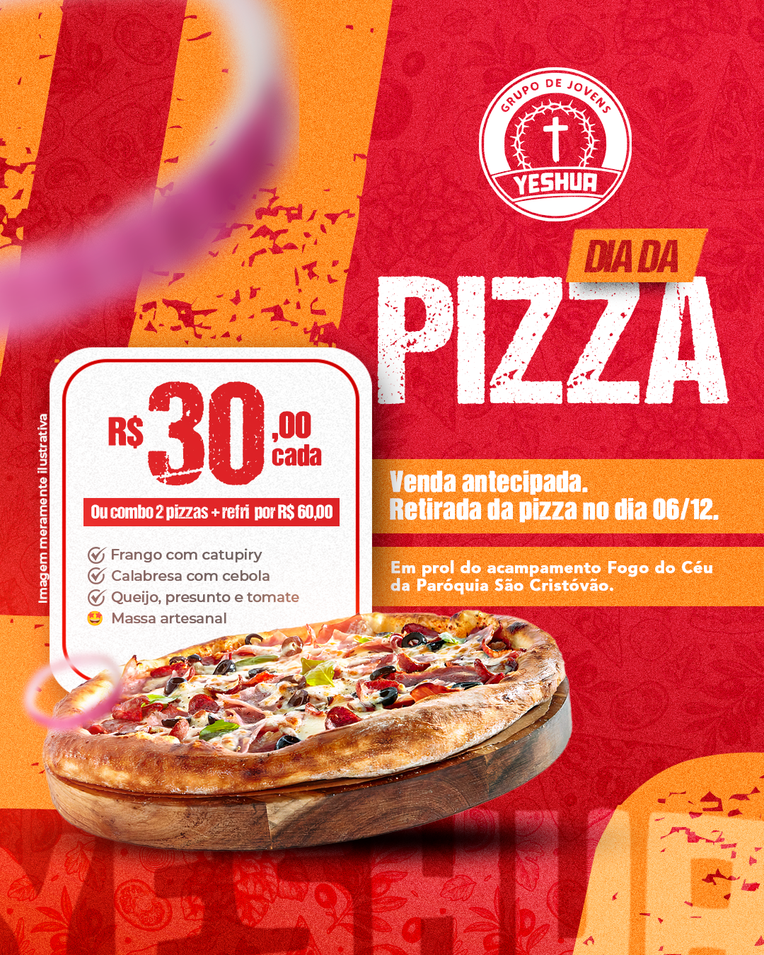 Campanha de pizza para arrecadação